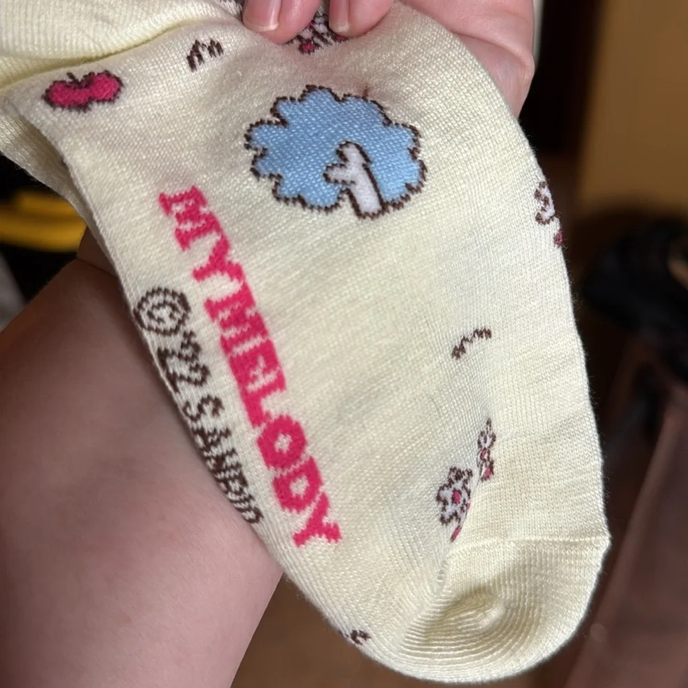NWOT Sanrio My Melody Crew Socks Pink Cream Kawaii Anime OS